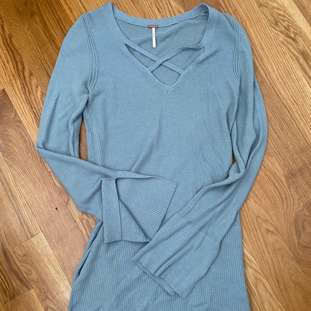 Free People crisscross sweater high low